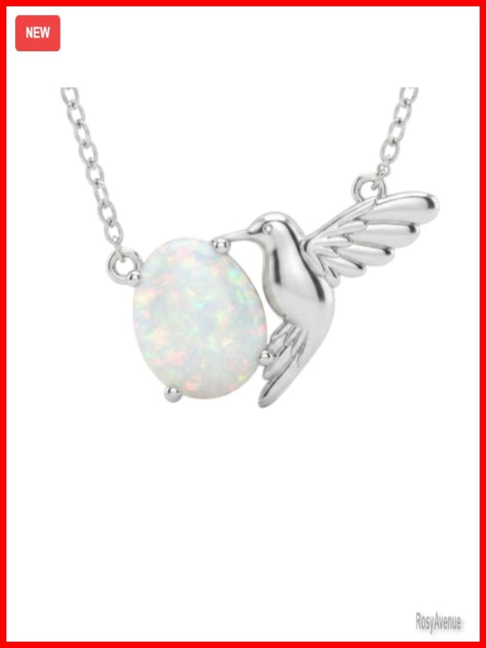 Bird Opal Pendant Necklace Sterling Silver 18+2 Inch Dainty Jewelry Gift for
